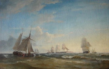 Blokadeeskadren ud für Elben 1849 Seeschlacht Ölgemälde